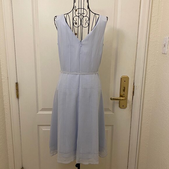 Vintage NWT Banana Republic Blue A-Line Sleeveless 100% Silk Midi Dress Size 4 - Picture 6 of 10